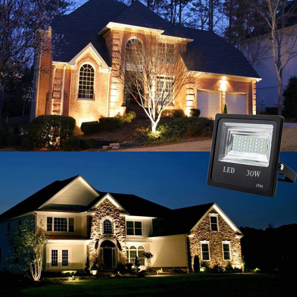 5PCS RGBW 30W 60W Bluetooth APP Group Control Outdoor Smart Flood Light IP66 Waterproof Garden Spotlight+2.4G Controller