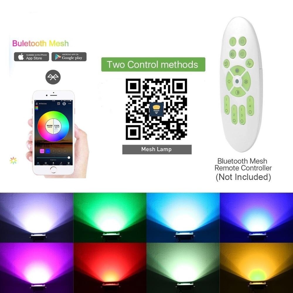 5PCS RGBW 30W 60W Bluetooth APP Group Control Outdoor Smart Flood Light IP66 Waterproof Garden Spotlight+2.4G Controller