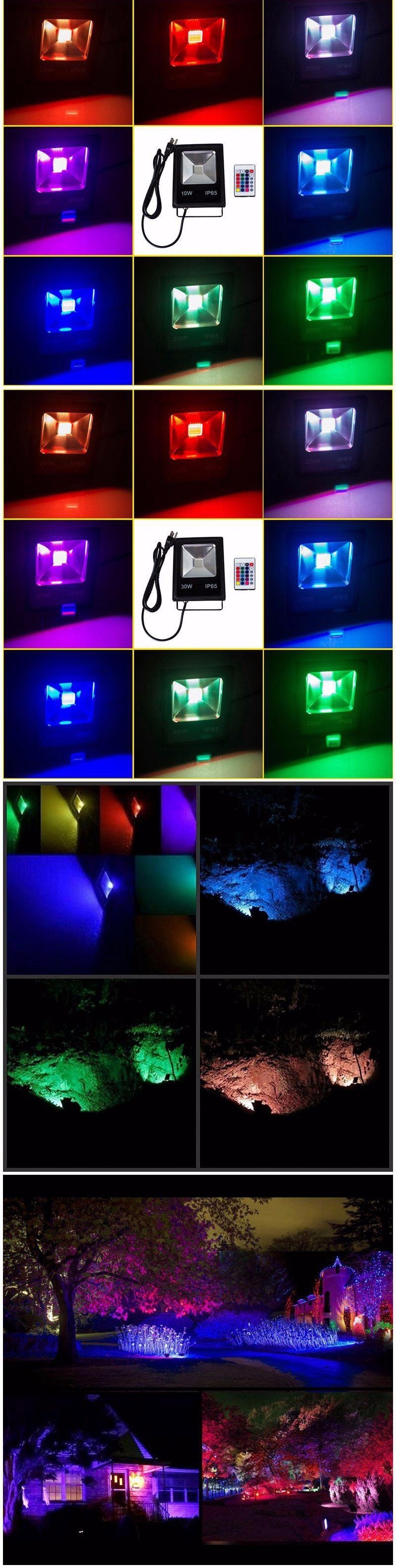 10pcs Led Floodlight RGB10W 20W 30W 50W Outdoor Spotlight Flood Light AC85V- 240V Waterproof IP65 Professional Lighting Lamp