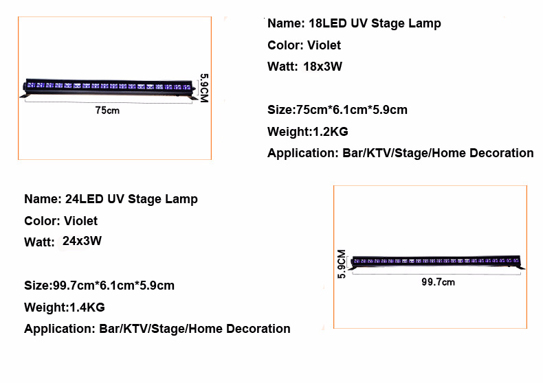 6PCS 18LEDS 24LEDS LED Blacklight UV Disco DJ Light Laser Stage Light Bar For Party Club Halloween Christmas Wall Washer Lamp