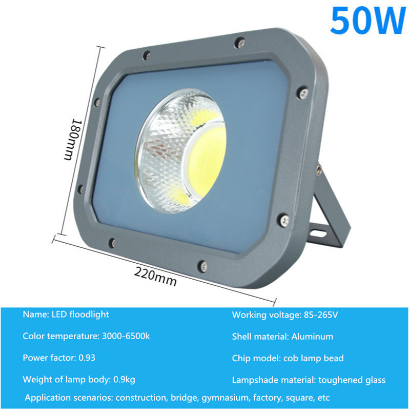 50W LED Flood Light Floodlight COB IP65 Waterproof Outdoor Wall Reflector Lighting Garden Square Spotlight Cold White 220V 110V