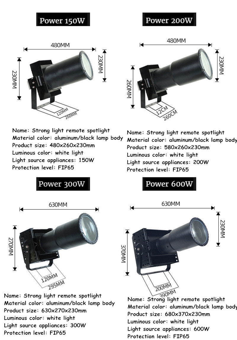 PTZ Turntable Lamp Searchlight LED Strong Light Remote Spotlight Outdoor Lighting Waterproof Floodlight Bright Lights Fish Pond