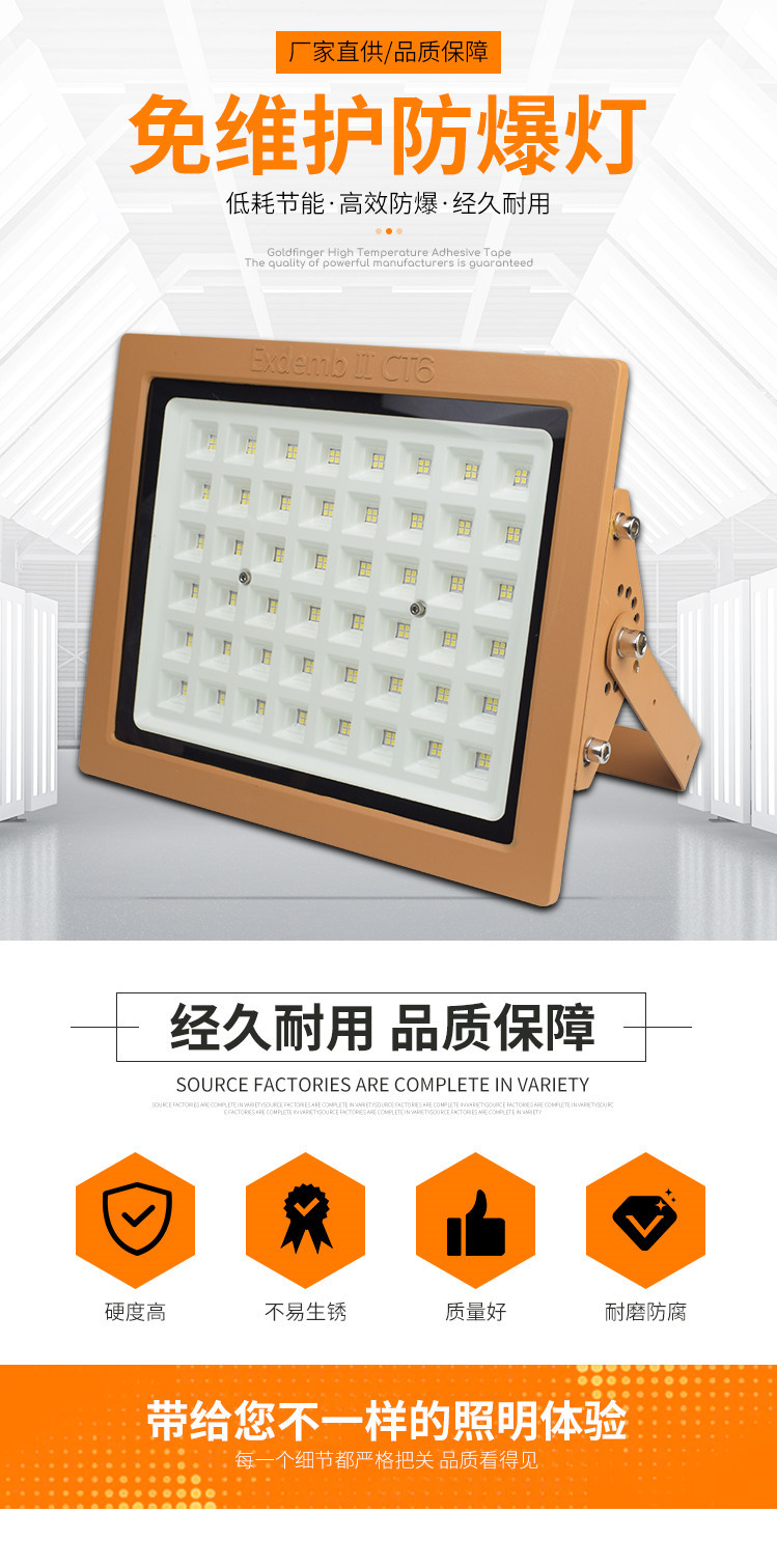 Ac85-265v 50/100/200/300/400/500/600W Explosion-proof Led Floodlight For Gas Station Chemical Plant Workshop Warehouse Lighting