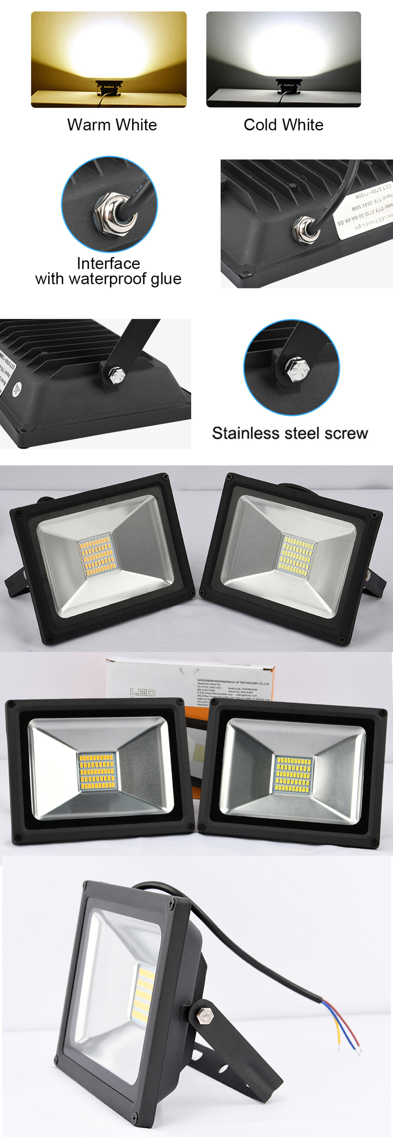 LED Flood Light 50W 4500lumen IP65 Waterproof floodlight Outdoor Security Lights Garden Landscape Super Bright