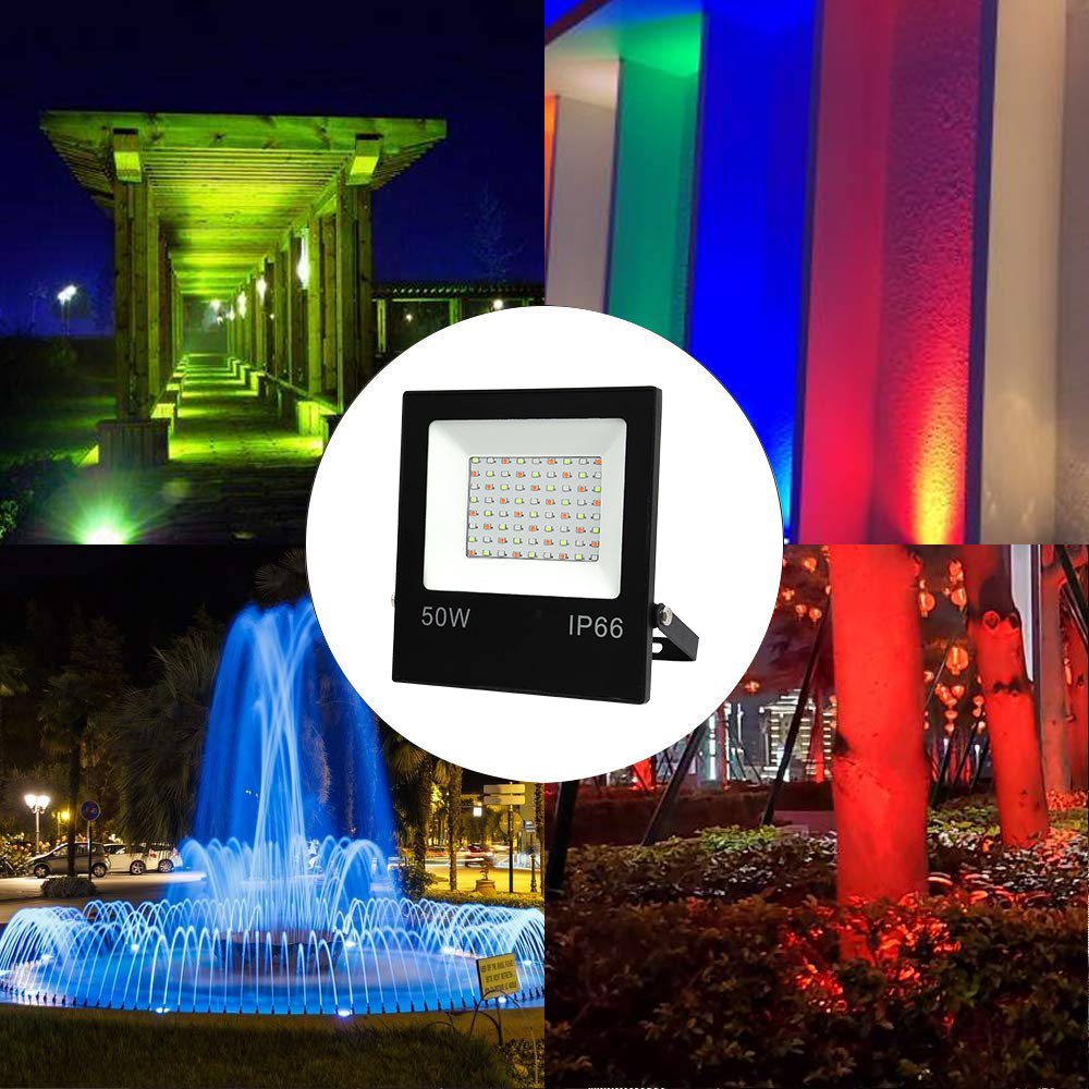 RGB LED colorful Flood Light 50W 10w 30W Outdoor Spotlight Led Floodlight Reflector Led plant decorative light Waterproof IP65