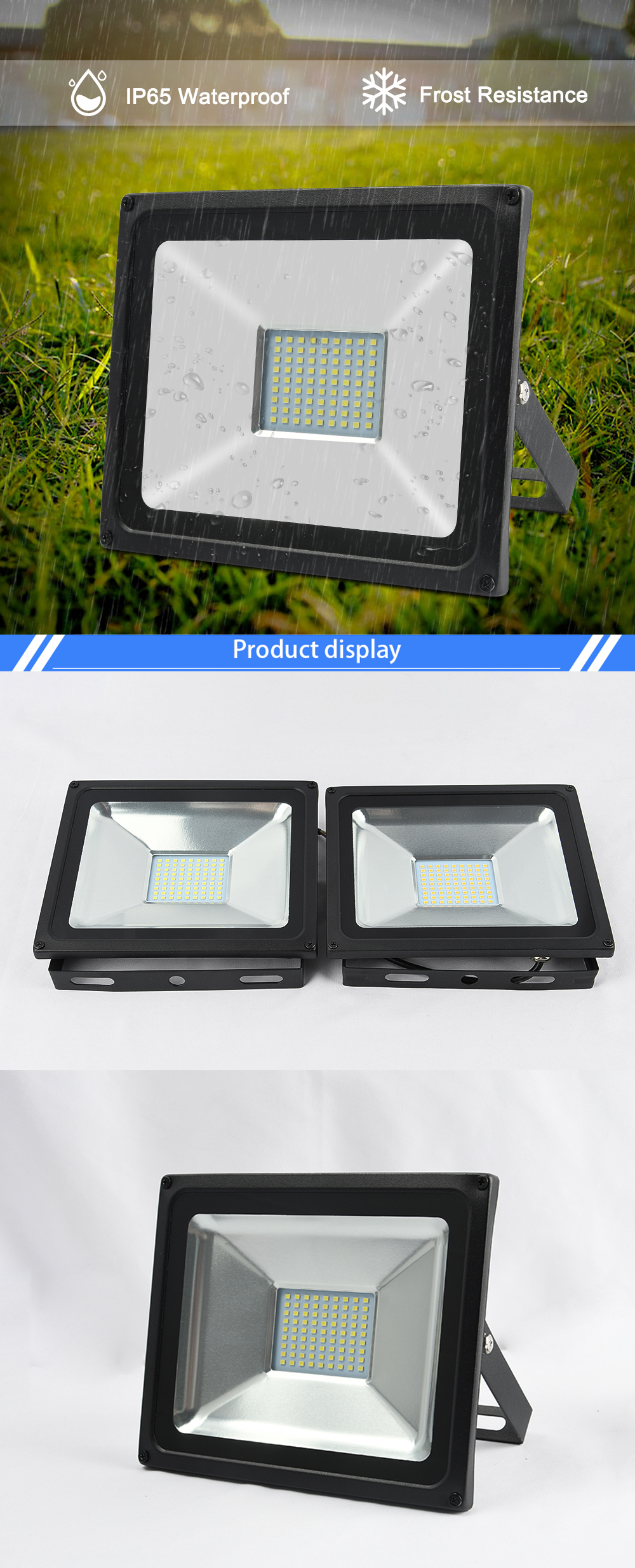 50W LED Flood Light 110V Floodlight Spotlight IP65 Waterproof Outdoor Garden Lamp Flood light Reflector Lighting