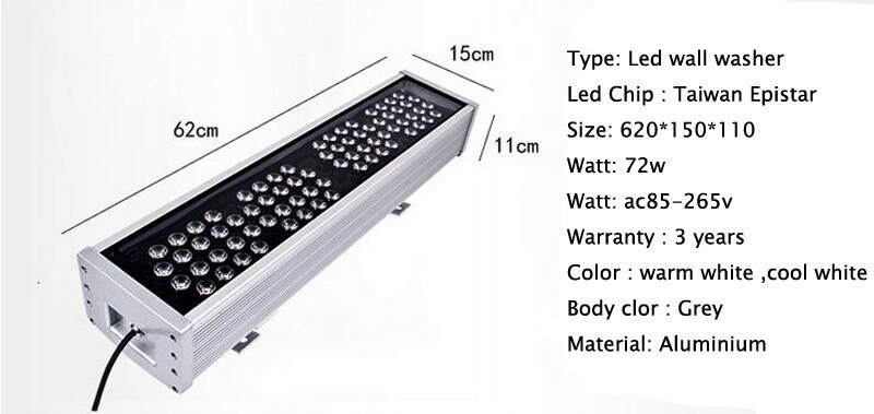 72W 1m LED Wall Washer Landscape Light AC 24V AC 85V-265V Outdoor Lights Wall Linear Lamp Floodlight 100cm Wallwasher