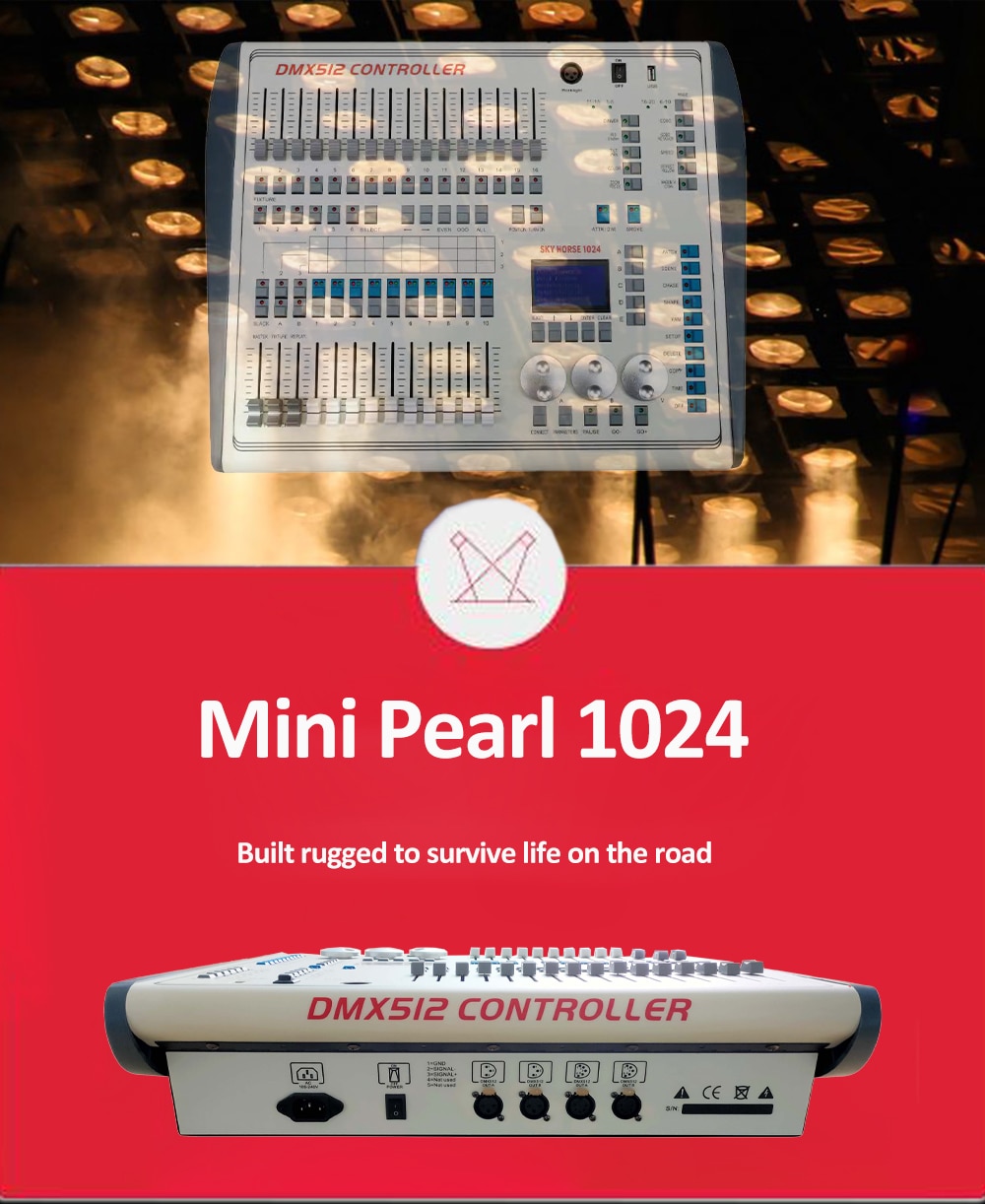 Professional Mini Pearl 1024 DMX Light Console Stage Light DMX Controller For Led Par Beam Moving Head DJ Light With Flight Case
