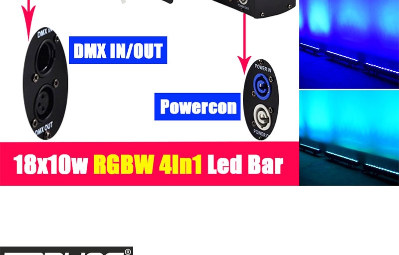 Powercon 18x10w RGBW 4-In-1 Led bar Wall Wash Light DMX512 Washer Led Flood Light DJ Bar Party Show Stage Light