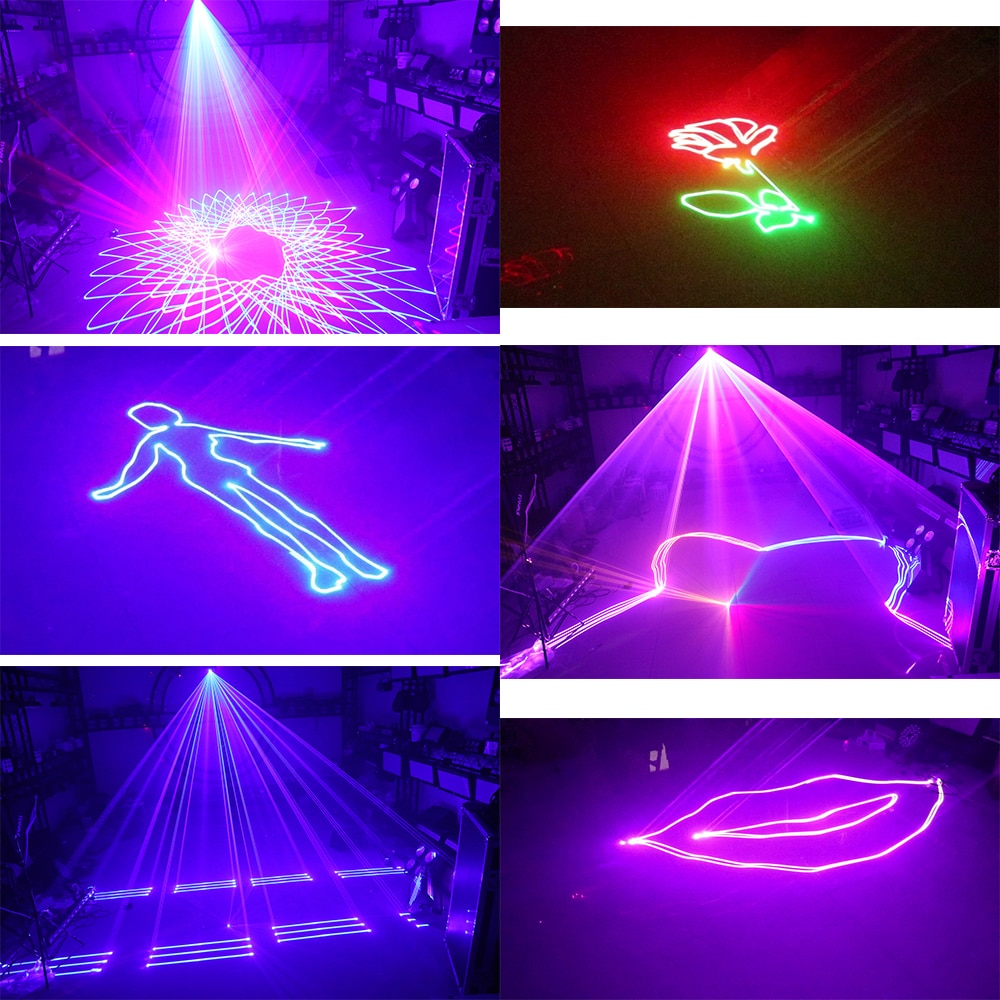 3 in1 Double Heads Scan Strobe Laser Light Full Color Stage Disco Party Pattern Laser