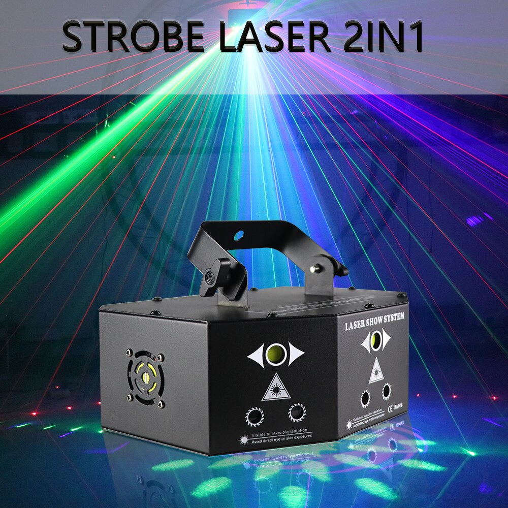 Stage Strobe + Laser 2in1 Effect Light Ktv Dj Scanning Laser Light RGB 3 Color Laser