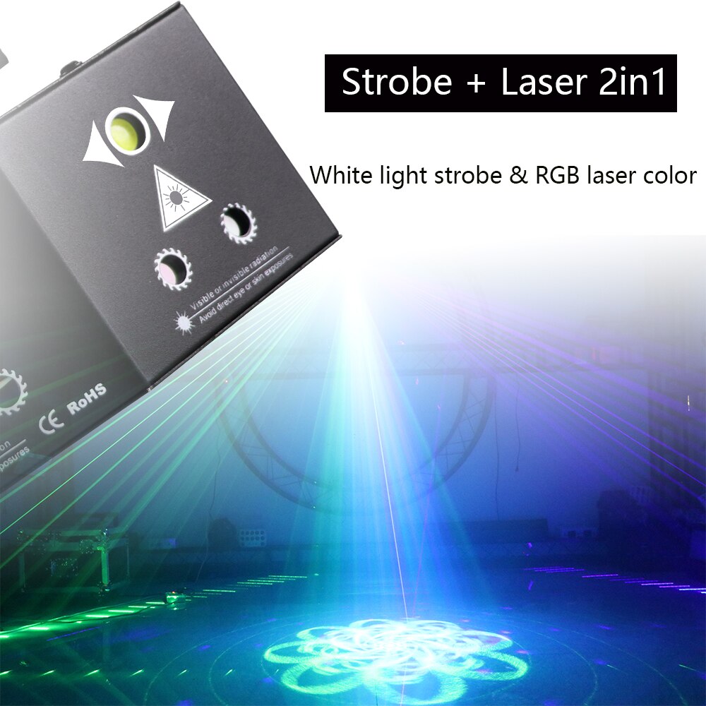 Stage Strobe + Laser 2in1 Effect Light Ktv Dj Scanning Laser Light RGB 3 Color Laser