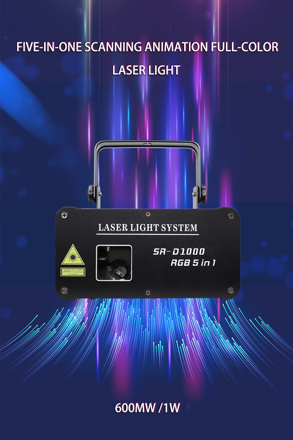 1W RGB 5-in-1 Scanning Animation Full Color Laser Light Stage Equipment Gypsophila Digital Starry Sky Phantom Lines 5 in 1