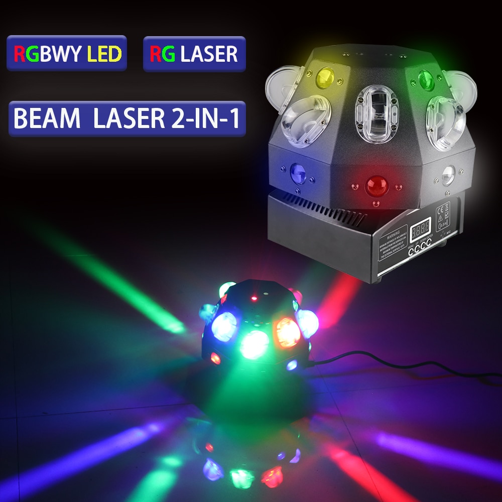 LED Beam + Laser Pattern Colorful Effect Light Stage Dj Moving Head Light Disco Laser Rotating Flash Scan Light