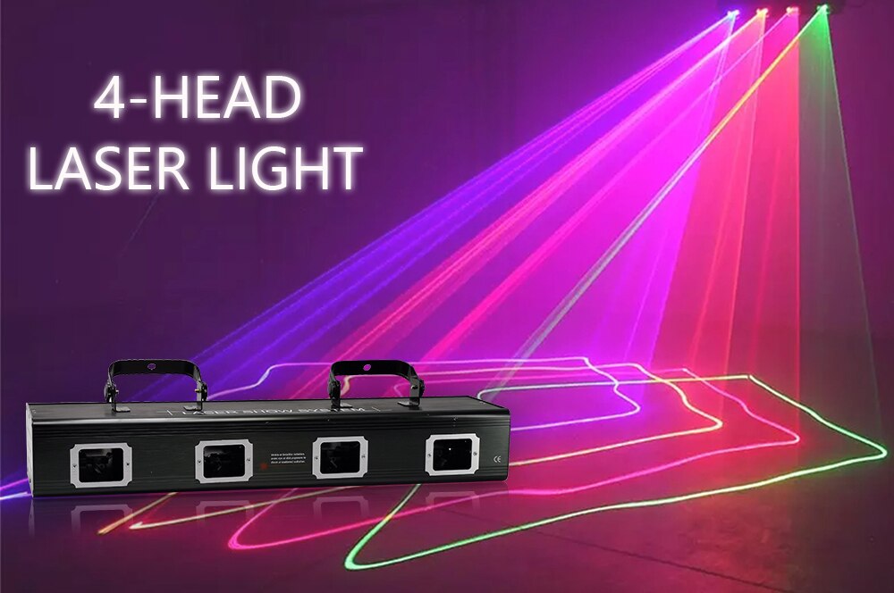 4-Head laser light red green yellow purple 4-color scan light dj animated line laser