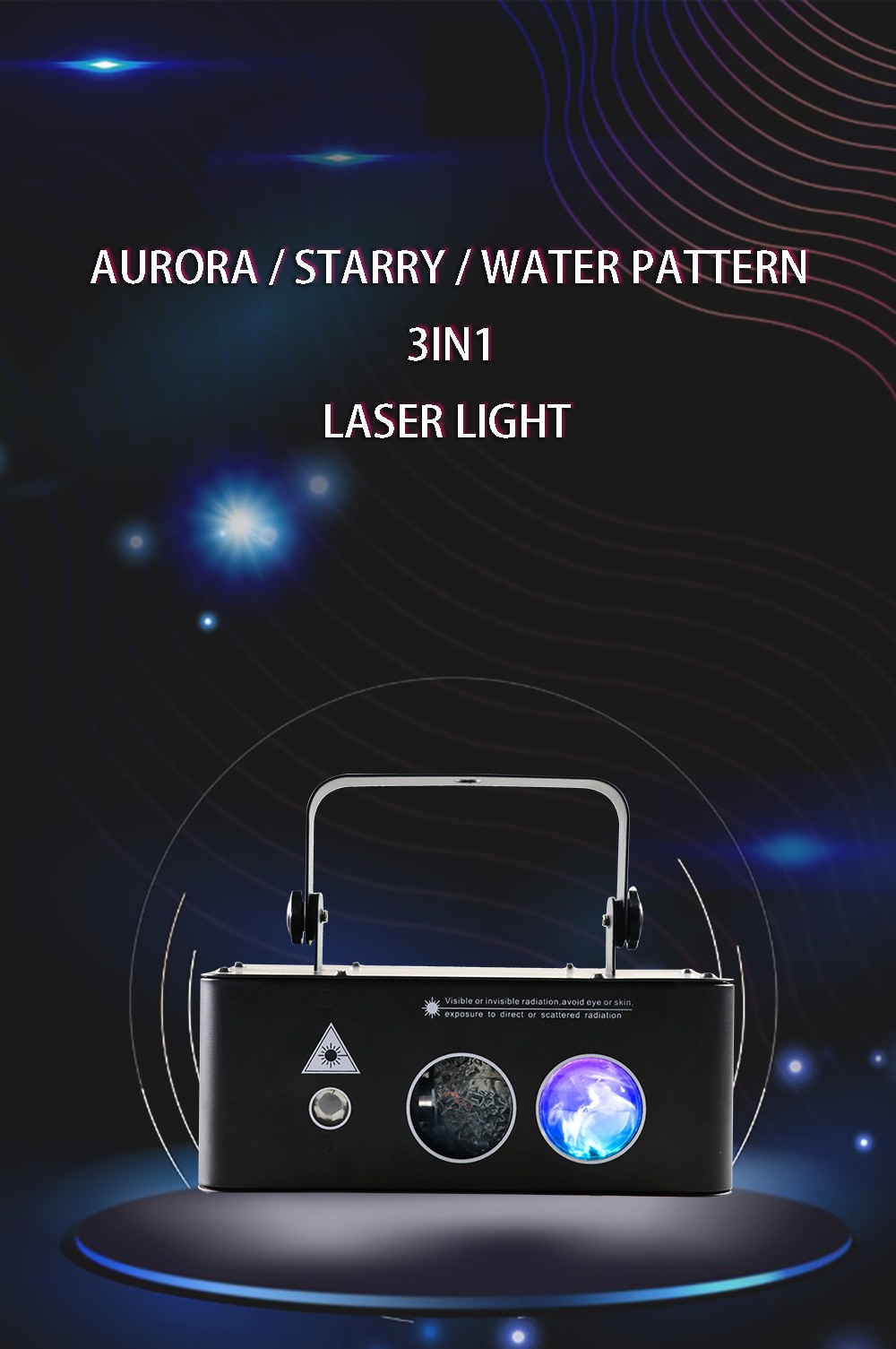 Aurora Starry Water Pattern 3-in-1 Laser Light Bar Performance Lantern Beam Light Laser Projector