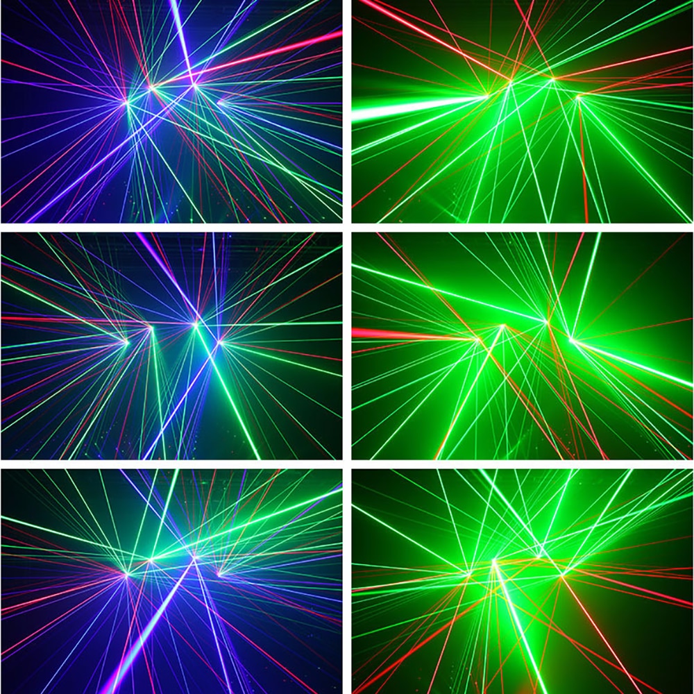 2 PCS RGB 3-Color Laser Moving Head Light Full Color dot Matrix Effect Laser Light DJ Bar Voice