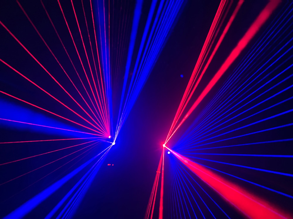 RGB 3-Color Laser Moving Head Light Full Color dot Matrix Effect Laser Light DJ Bar Voice Laser
