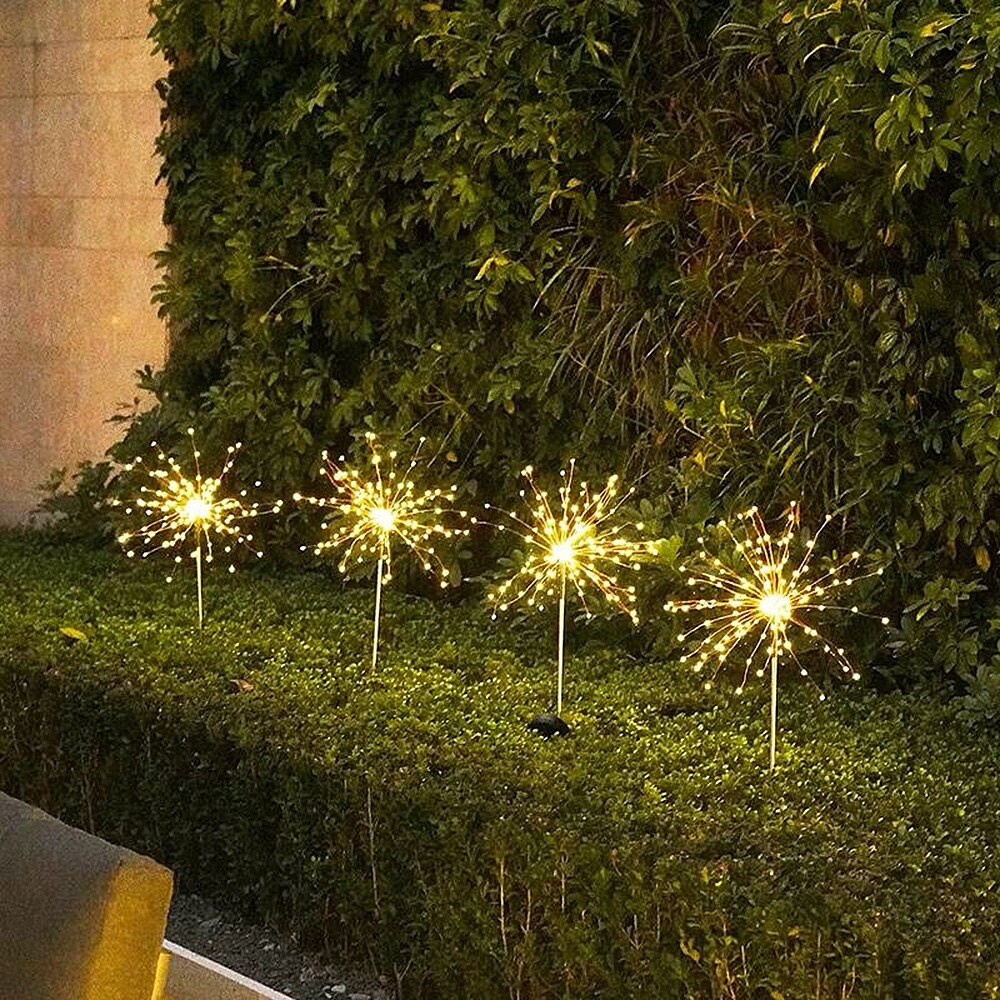 Solar Firework Lights Outdoor Waterproof Powered Fireworks Trees for Walkway Patio Lawn Backyard,Christmas Party Decor