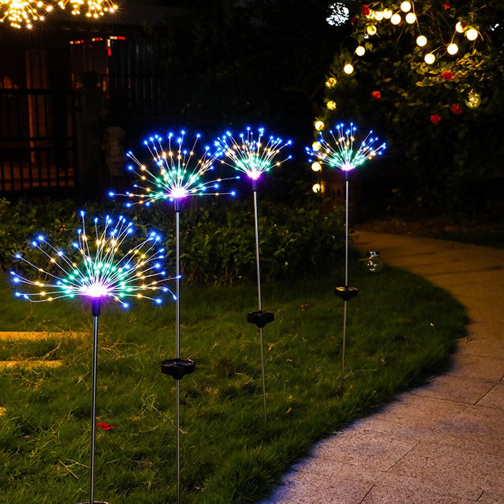 200/150 Solar LED Powered Outdoor Grass Globe Dandelion Fireworks Lamp for Garden Lawn Landscape Lamp Christmas Holiday Light