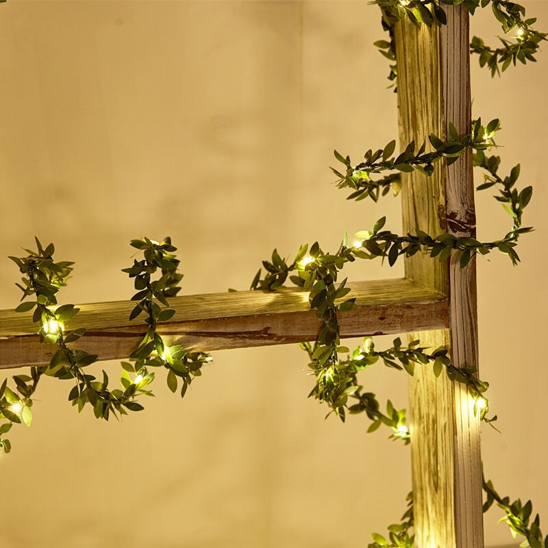 Leaf Garland LED Light Christmas Wedding Party Art Decoration Fairy Tale String Lights New year's Solar Battery Plant Light