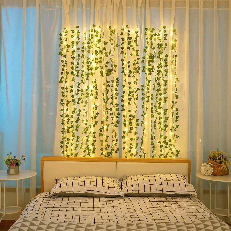 Leaf Garland LED Light Christmas Wedding Party Art Decoration Fairy Tale String Lights New year's Solar Battery Plant Light