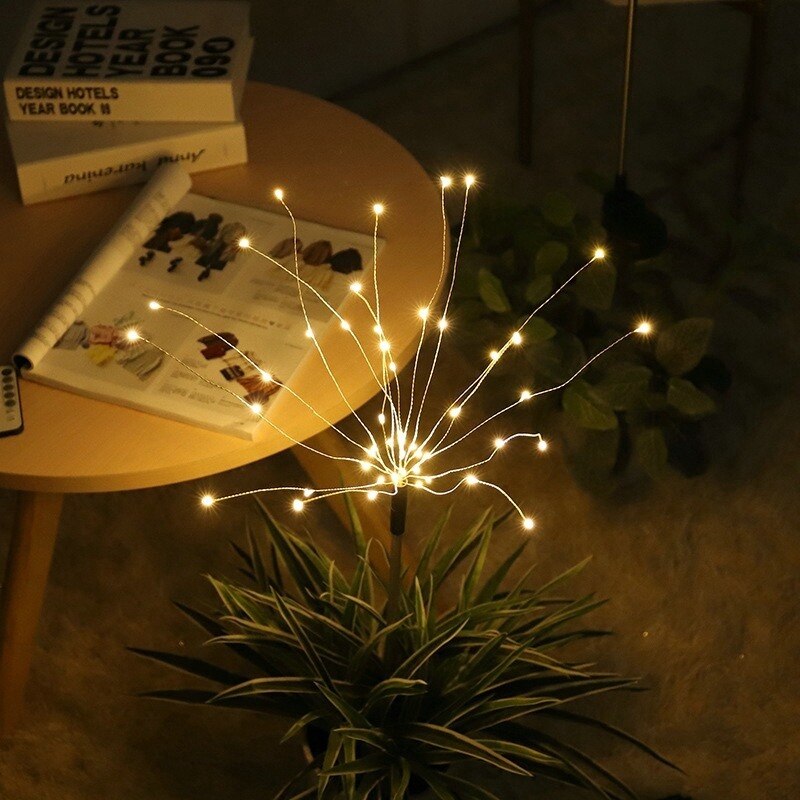 Solar Powered Outdoor Grass Globe Dandelion Fireworks Lamp 90/150 LED for Garden Lawn Landscape Lamp Holiday Light