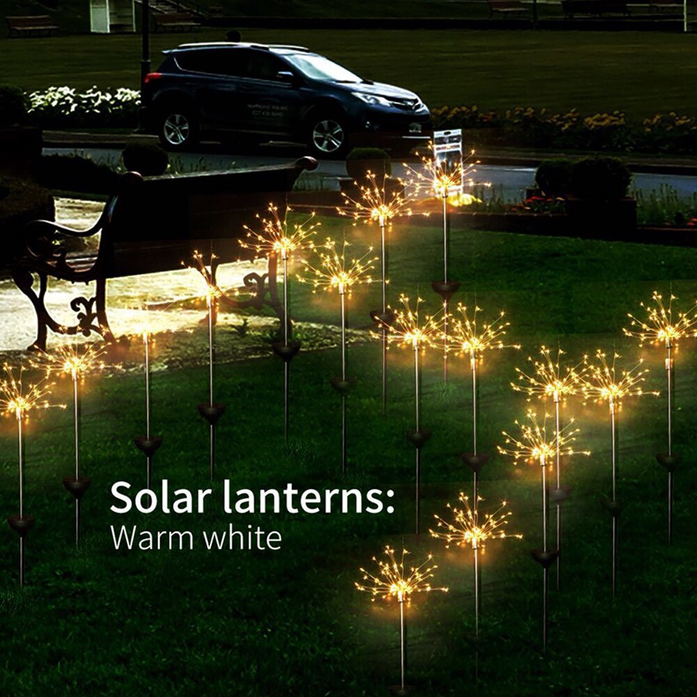 Solar Powered Outdoor Grass Globe Dandelion Fireworks Lamp 90/150 LED for Garden Lawn Landscape Lamp Holiday Light