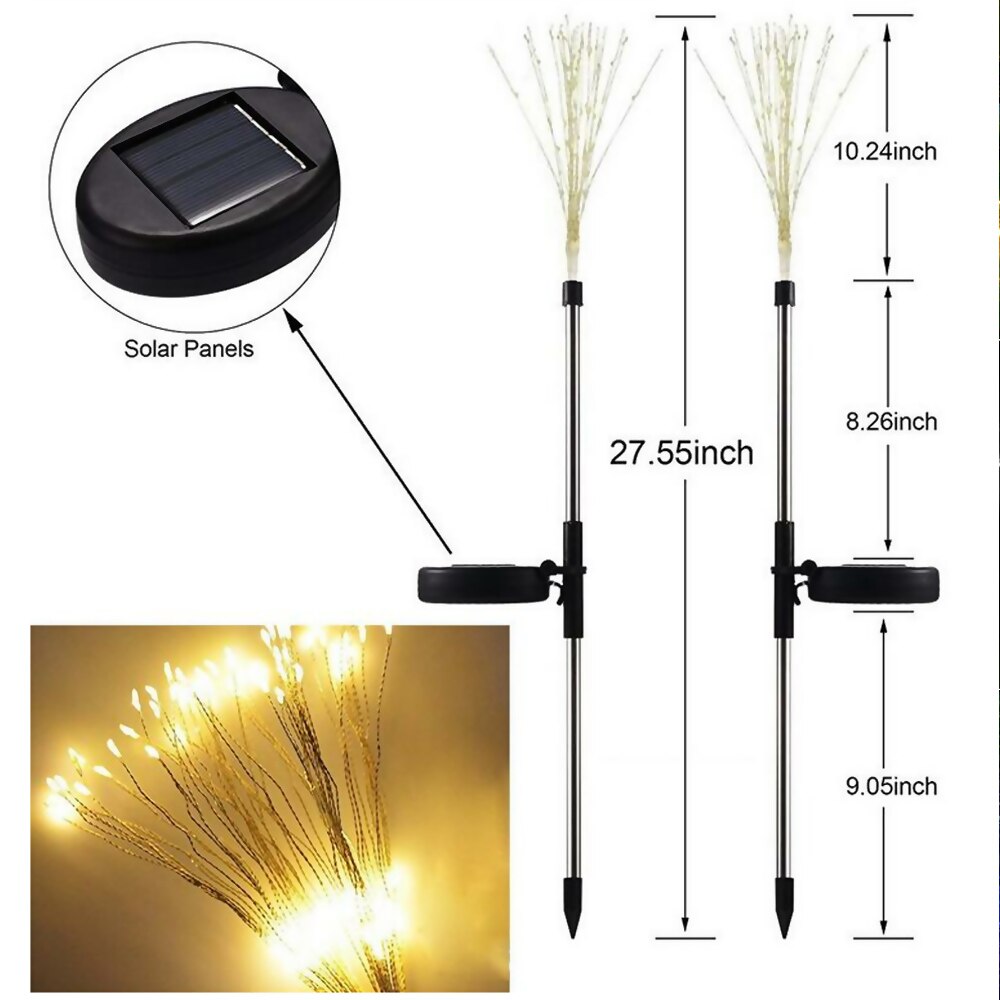 Solar Powered Outdoor Grass Globe Dandelion Fireworks Lamp 90/150 LED for Garden Lawn Landscape Lamp Holiday Light