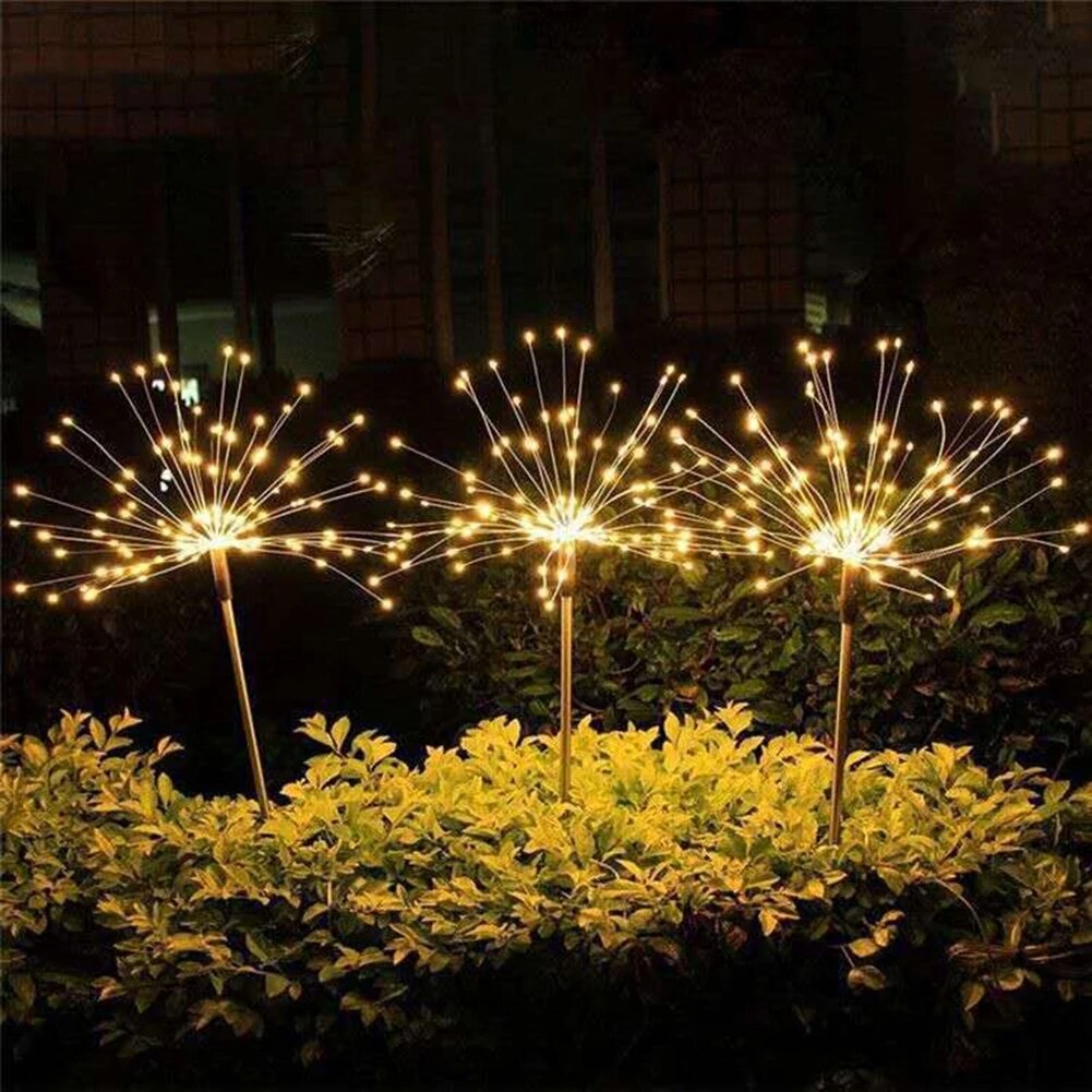 200/150 Solar LED Powered Outdoor Grass Globe Dandelion Fireworks Lamp for Garden Lawn Landscape Lamp Christmas Holiday Light