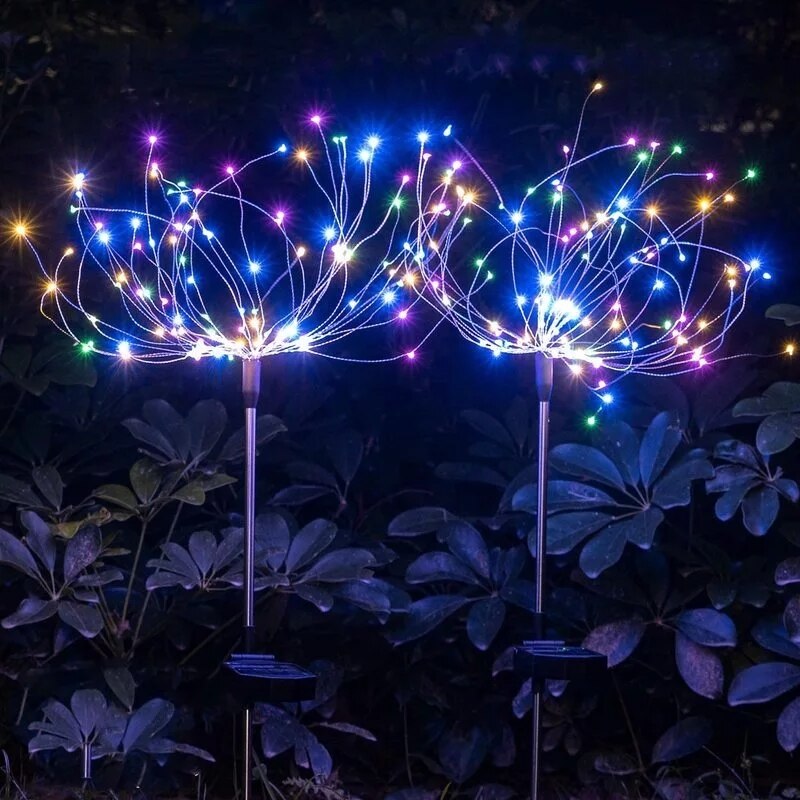 200/150/120 LED Outdoor Solar Powered Grass Globe Dandelion Fireworks Lamp Flash String For Garden Lawn Landscape Holiday Light