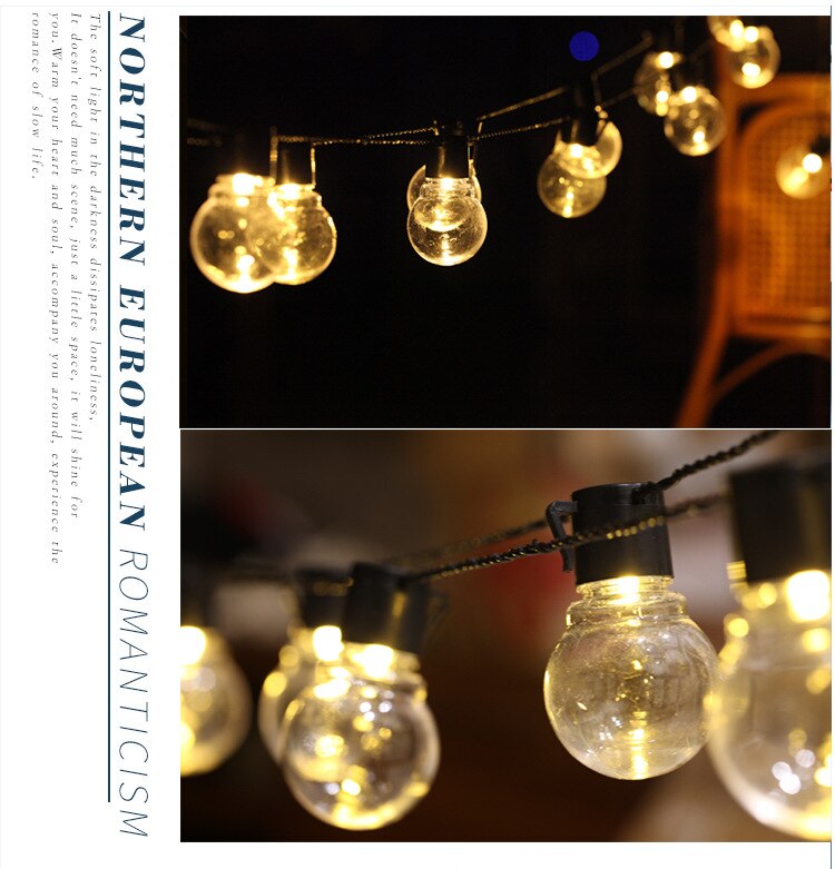 9M 30LEDS Outdoor Solar Bulb Light String Garland LED String Lights Ball Globe Patio Chain Lamps Christmas Fairy String Lamp