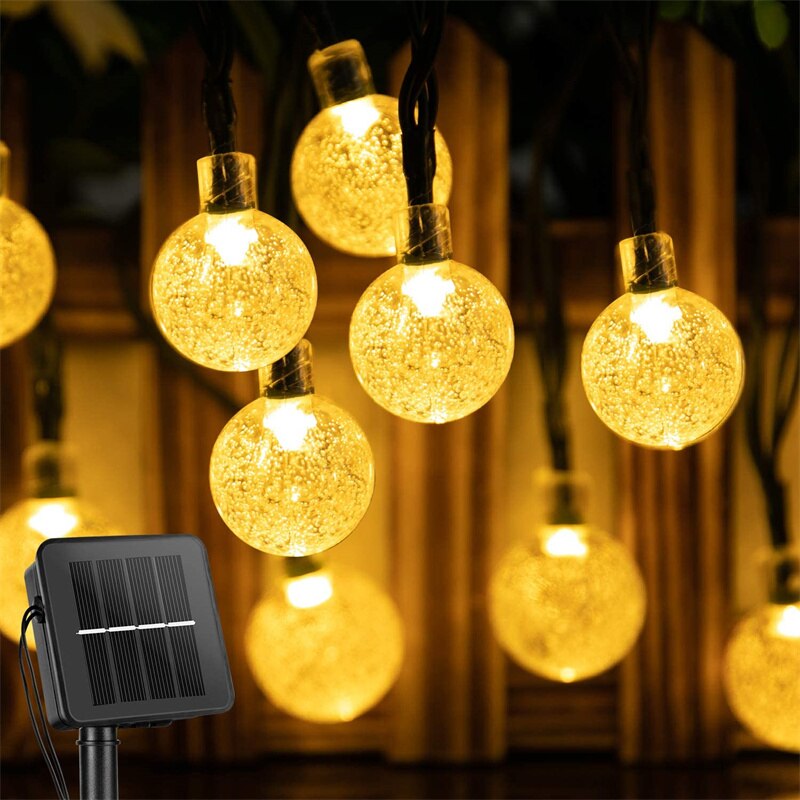 Navidad Solar String Lights New year Outdoor Led Crystal Globe Lights with Patio Light Garden Party Merry Christmas Decoration