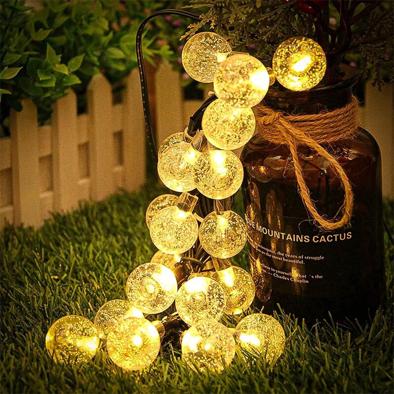 Navidad Solar String Lights New year Outdoor Led Crystal Globe Lights with Patio Light Garden Party Merry Christmas Decoration