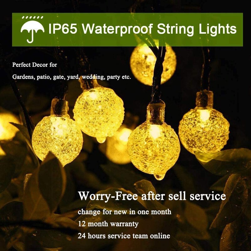 Navidad Solar String Lights New year Outdoor Led Crystal Globe Lights with Patio Light Garden Party Merry Christmas Decoration