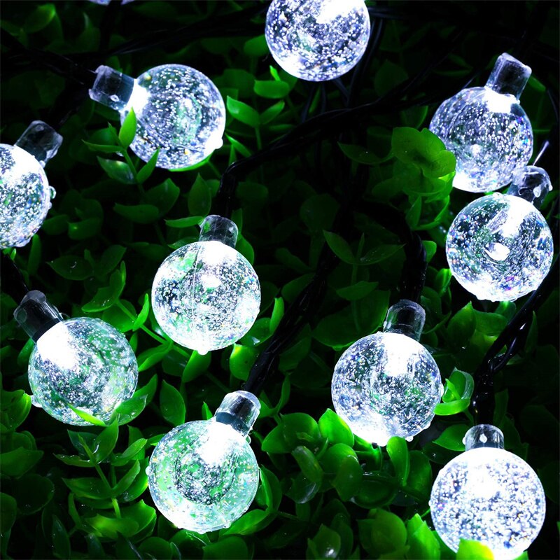 100Leds Solar String Lights Outdoor Crystal Globe Lights with 8Modes Garland Light Fairy Lights Garden Christmas Decor Navidad