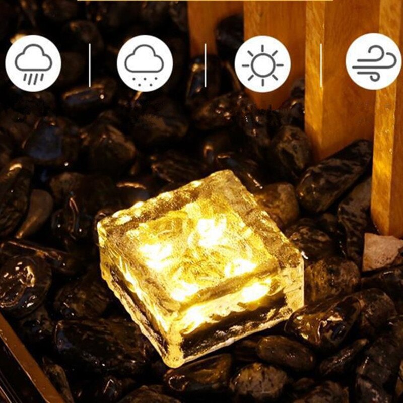 Outdoor Decorations Solar Lawn Garden Lights Decorative Brick Ice Cube LED Light for Pathway Driveway Lanscape Backyard Patio