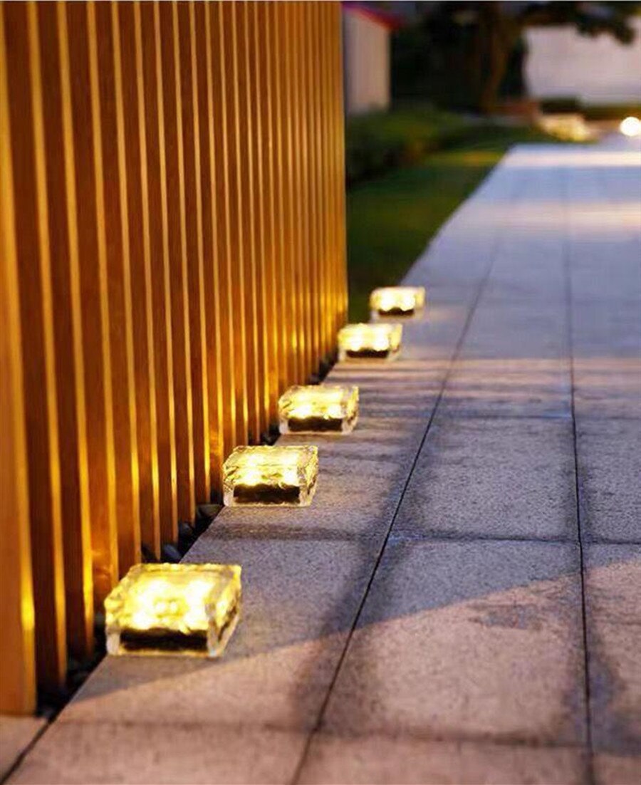 Outdoor Decorations Solar Lawn Garden Lights Decorative Brick Ice Cube LED Light for Pathway Driveway Lanscape Backyard Patio