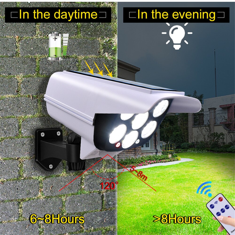 Solar Led Light Outdoor Motion Sensor Solar Light Street Spotlight Security Simulation Fake Dummy Camera 77 LED Lamp Garden