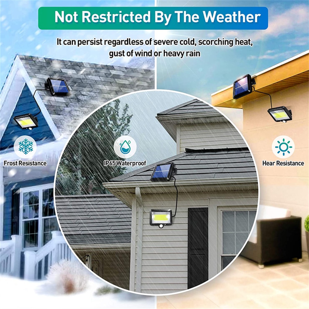 160 COB LED Solar Powered Light Outdoors PIR Motion Sensor Sunlight Waterproof Wall Emergency Street Security Lamp For Garden