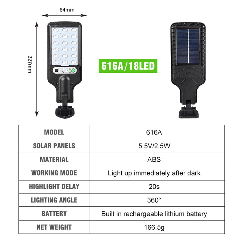 616B Solar Street Lights Outdoor Solar Lamp With 3 Light Mode Motion Sensor Wall Lighting for Garden Patio Path yard