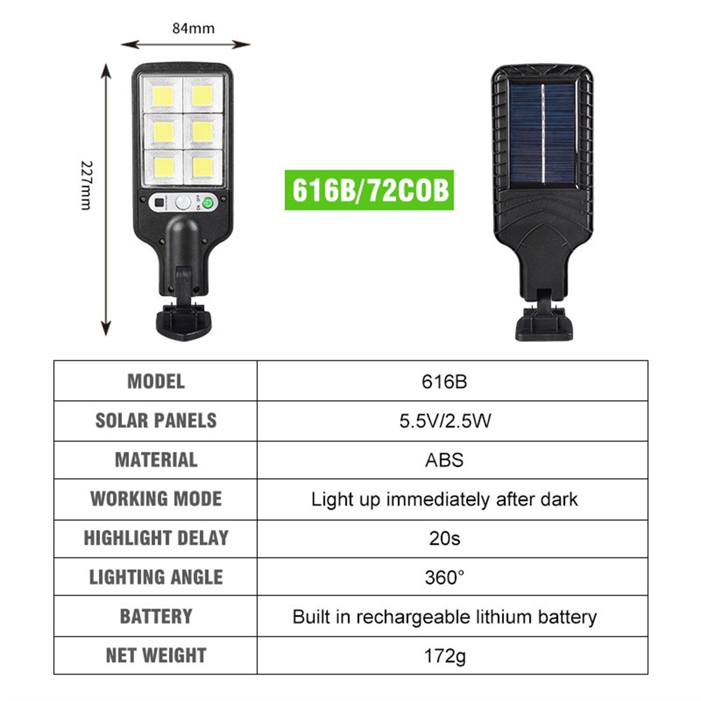 616B Solar Street Lights Outdoor Solar Lamp With 3 Light Mode Motion Sensor Wall Lighting for Garden Patio Path yard