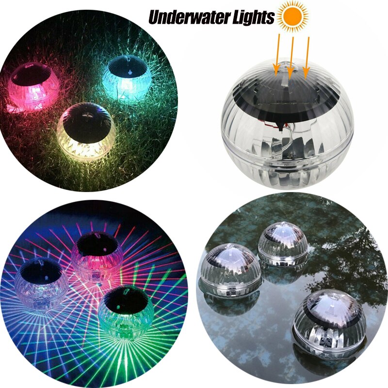 Floating Underwater Light Waterproof Solar Lamp Floating LED Light Underwater Light for Fish Tank Pond Swimming Pool Wedding