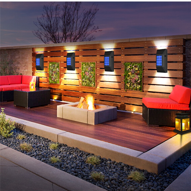 2-4pcs Outdoor LED Solar Light Solar Garden Waterproof Light Up And Down Garden Decorative Wall Lamp Street Lamps