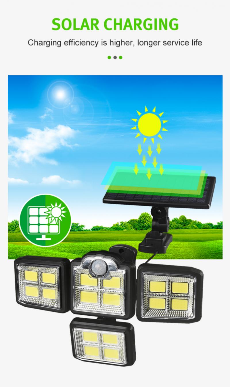 COB Solar Outdoor Light LED Solar Sensor Wall Light Waterproof Remote Control Street Lamp Garden Courtyard Sensor Street Light