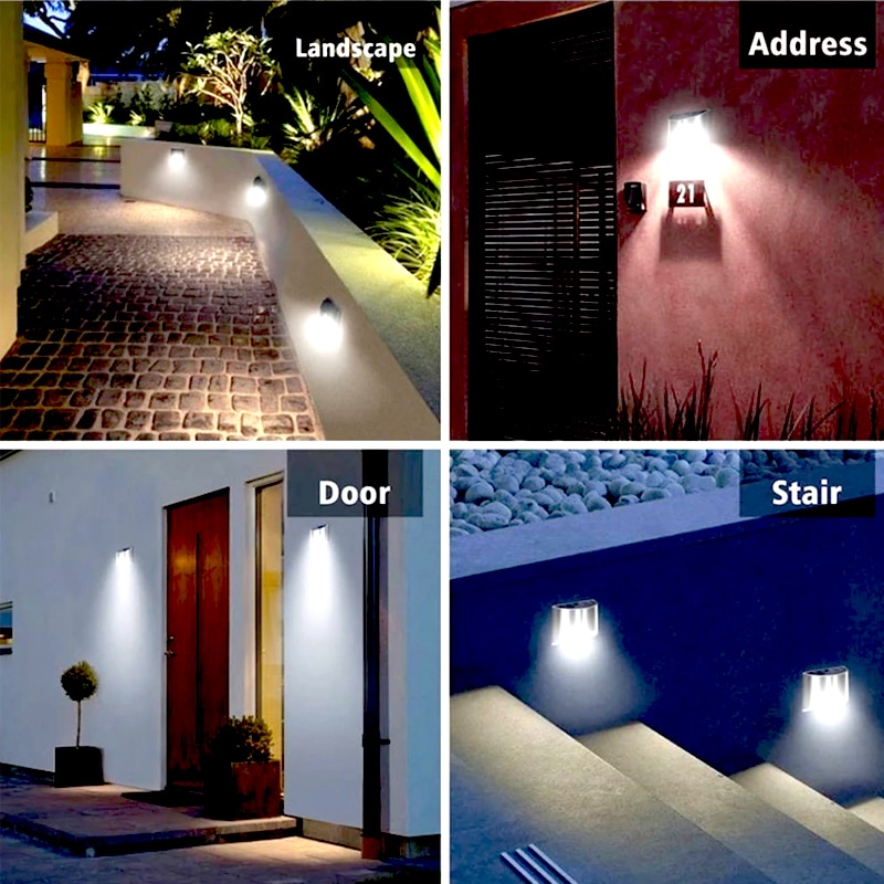 2Pcs Outdoor Solar Light Solar Led Light Outdoor Stair Light Simple Panel Landscape Wall Light Waterproof Fence Wall Stairs LED