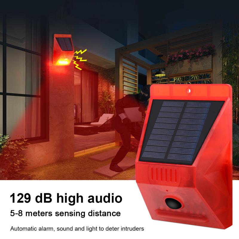 2pc IP65 Solar Warning Light LED Remote Alarm Orchard Anti-theft Alarm Warning Light Solar Sound Alert Flash Warning Sound Light