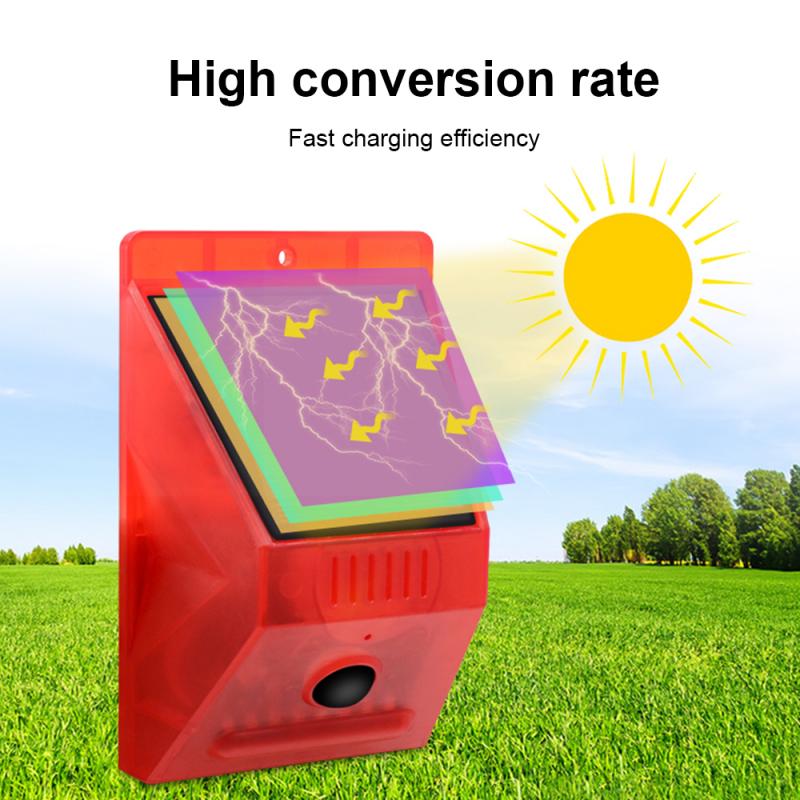 2pc IP65 Solar Warning Light LED Remote Alarm Orchard Anti-theft Alarm Warning Light Solar Sound Alert Flash Warning Sound Light