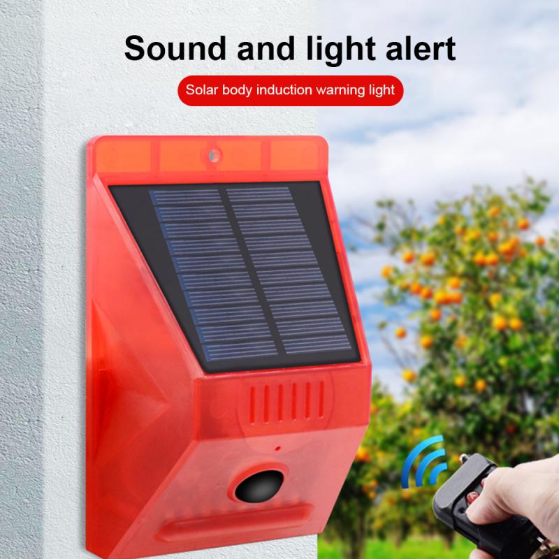 2pc IP65 Solar Warning Light LED Remote Alarm Orchard Anti-theft Alarm Warning Light Solar Sound Alert Flash Warning Sound Light