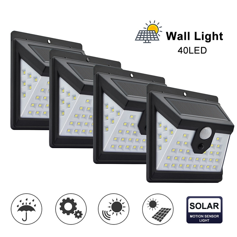 1/2/4pcs 40 LED Solar Power PIR Motion Sensor Wall Lights Waterproof Lamp Solar Porch Garden Solar Light Smart Outdoors Lights